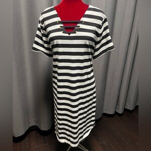 Michael Kors black and white striped dress